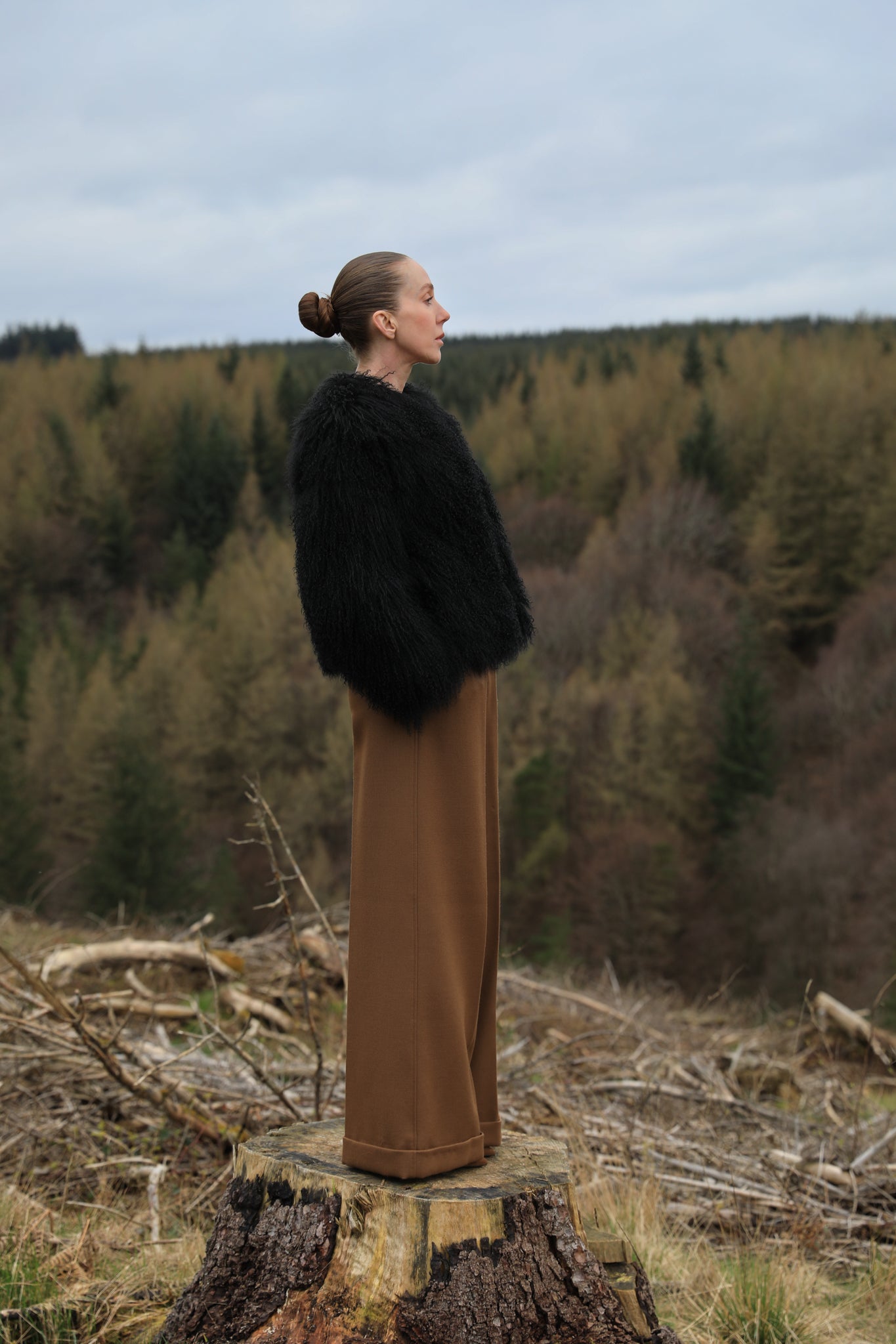 Luxurious black Mongolian fur coat from Josephine Jones, exuding elegance and sophistication.