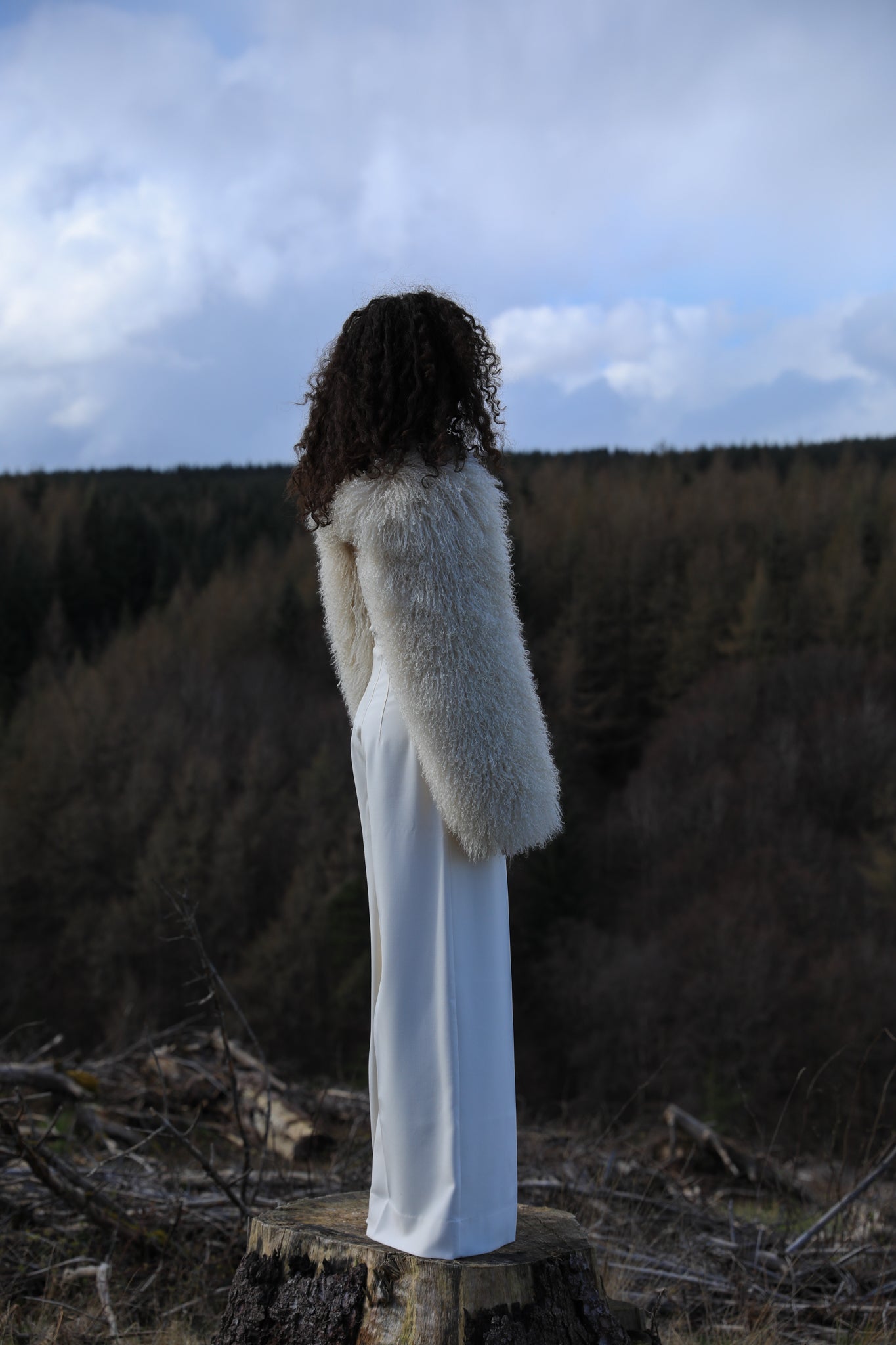 Rosa Shearling Sleeves in Ivory