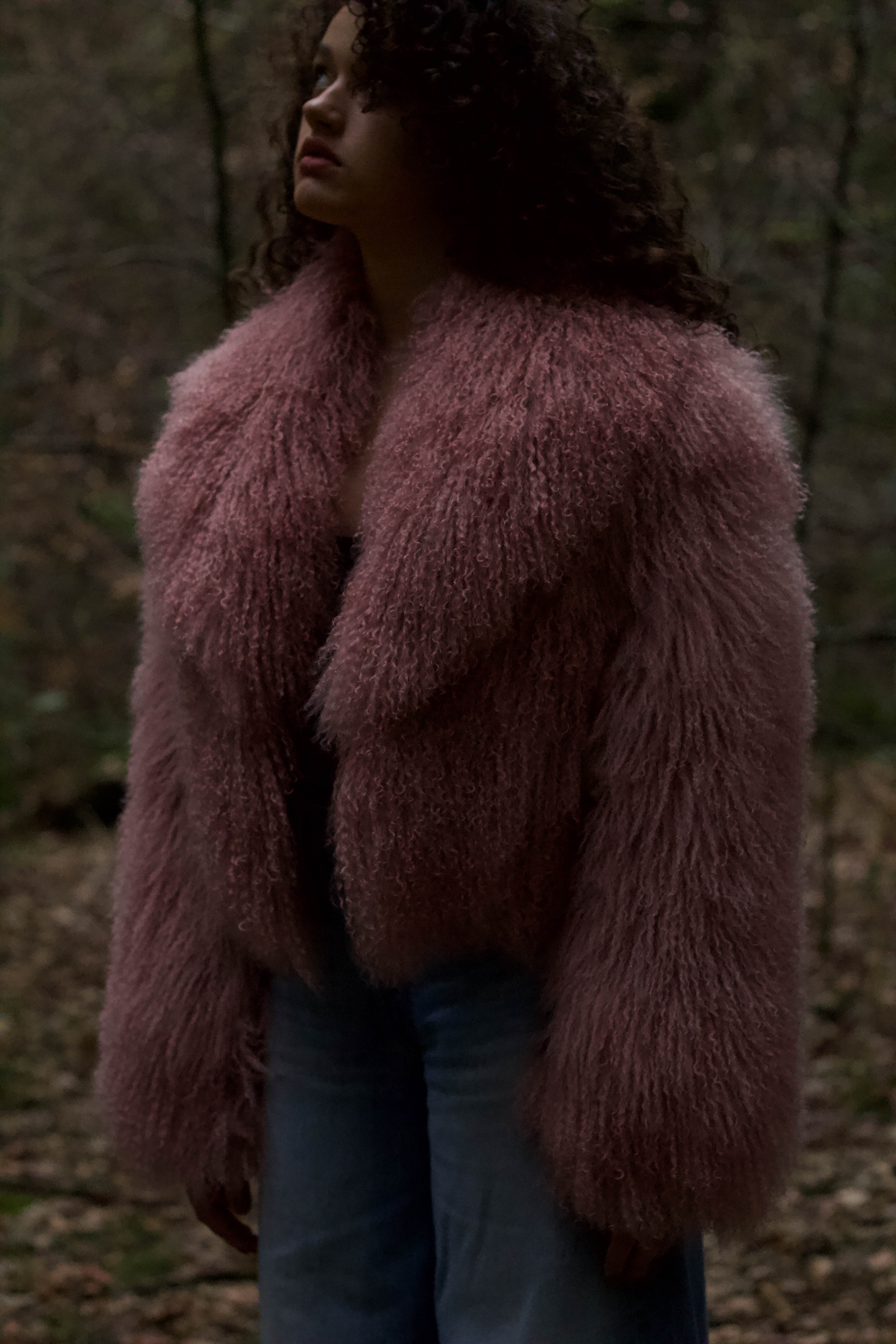 A stunning blush voluminous collar Mongolian fur coat from Josephine Jones, a timeless staple piece for every wardrobe