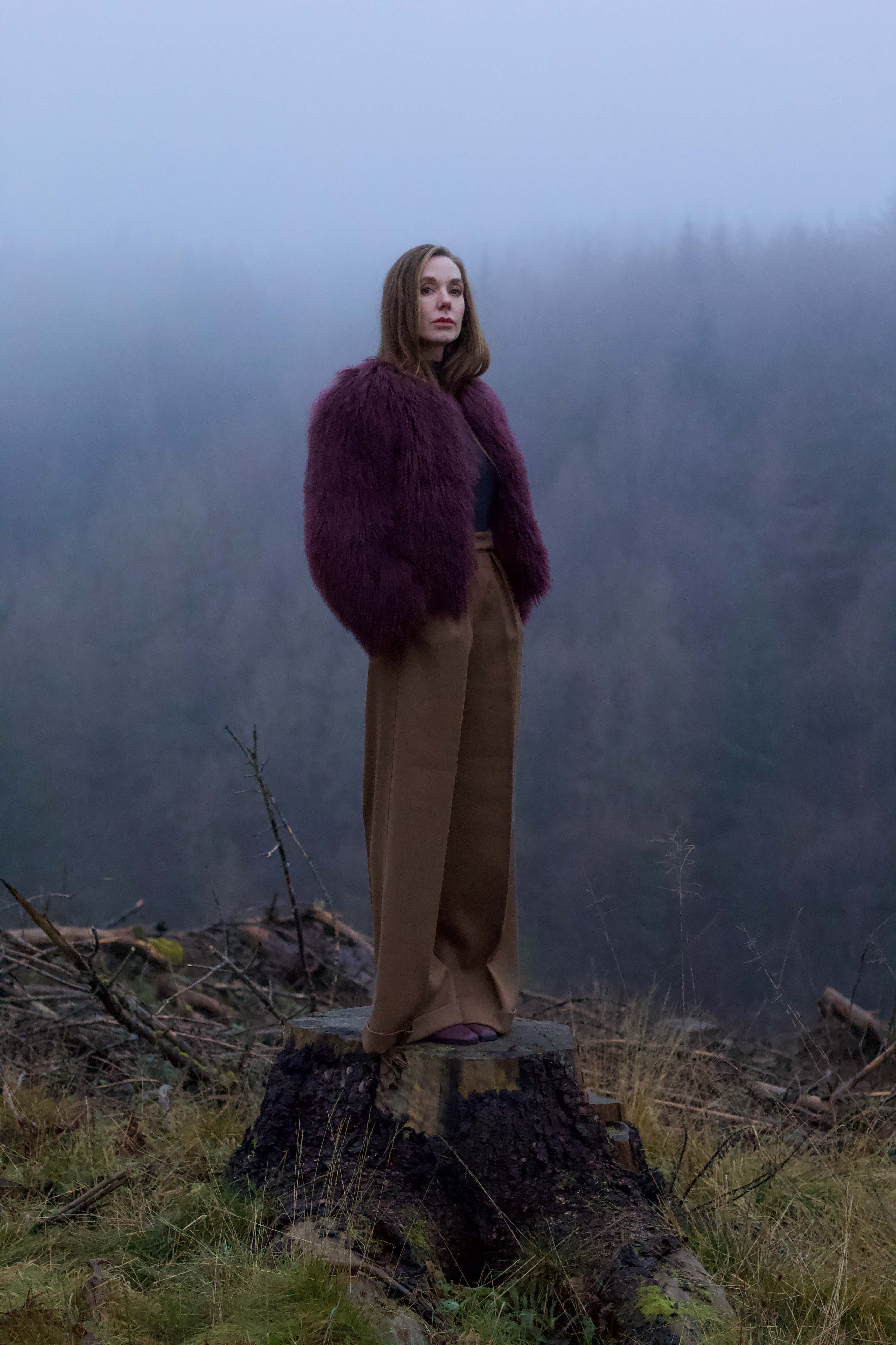 A sumptuous burgundy Mongolian fur coat from Josephine Jones, exuding elegance and luxury.